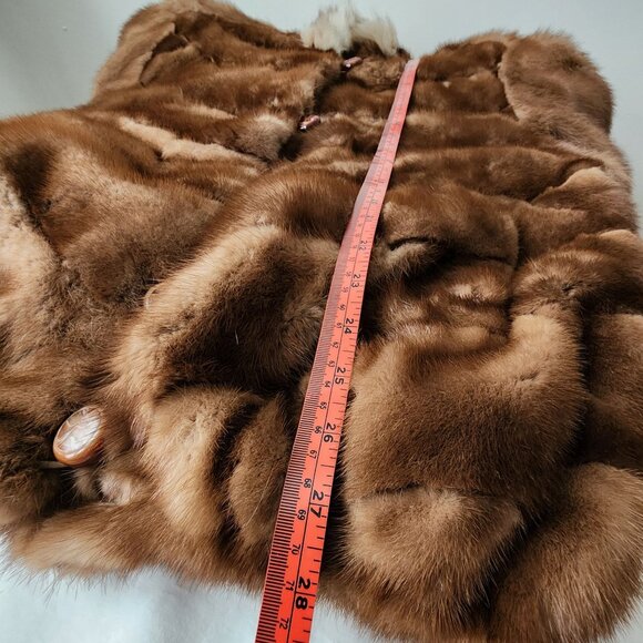 Western Furs Canadian Genuine Mink Fur Coat Stroller Fox Trim Hood VTG Mob Wife - Picture 14 of 16
